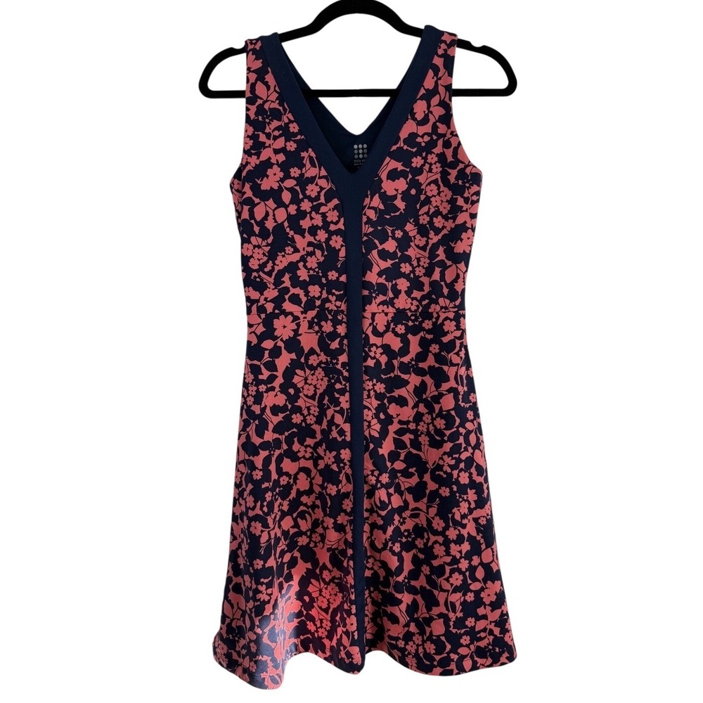 Title Nine Dress Womens XS Navy Pink Floral V-Neck Sleeveless Pockets‎ 200948